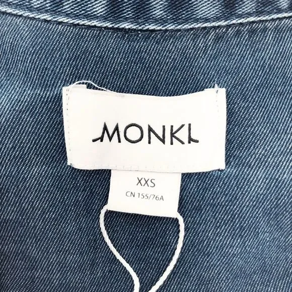 Monki Women's Blue Denim Button Down Shirt Dress Size XXS - Picture 5 of 6